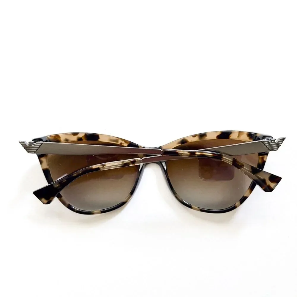 Emporio Armani Women's Sunglasses Tortoise Brown Cat-Eye Logo Temples 57 16 140